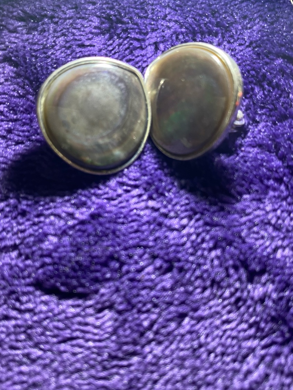 Sterling Silver Black Mother of Pearl Oval Clip-On Earrings
